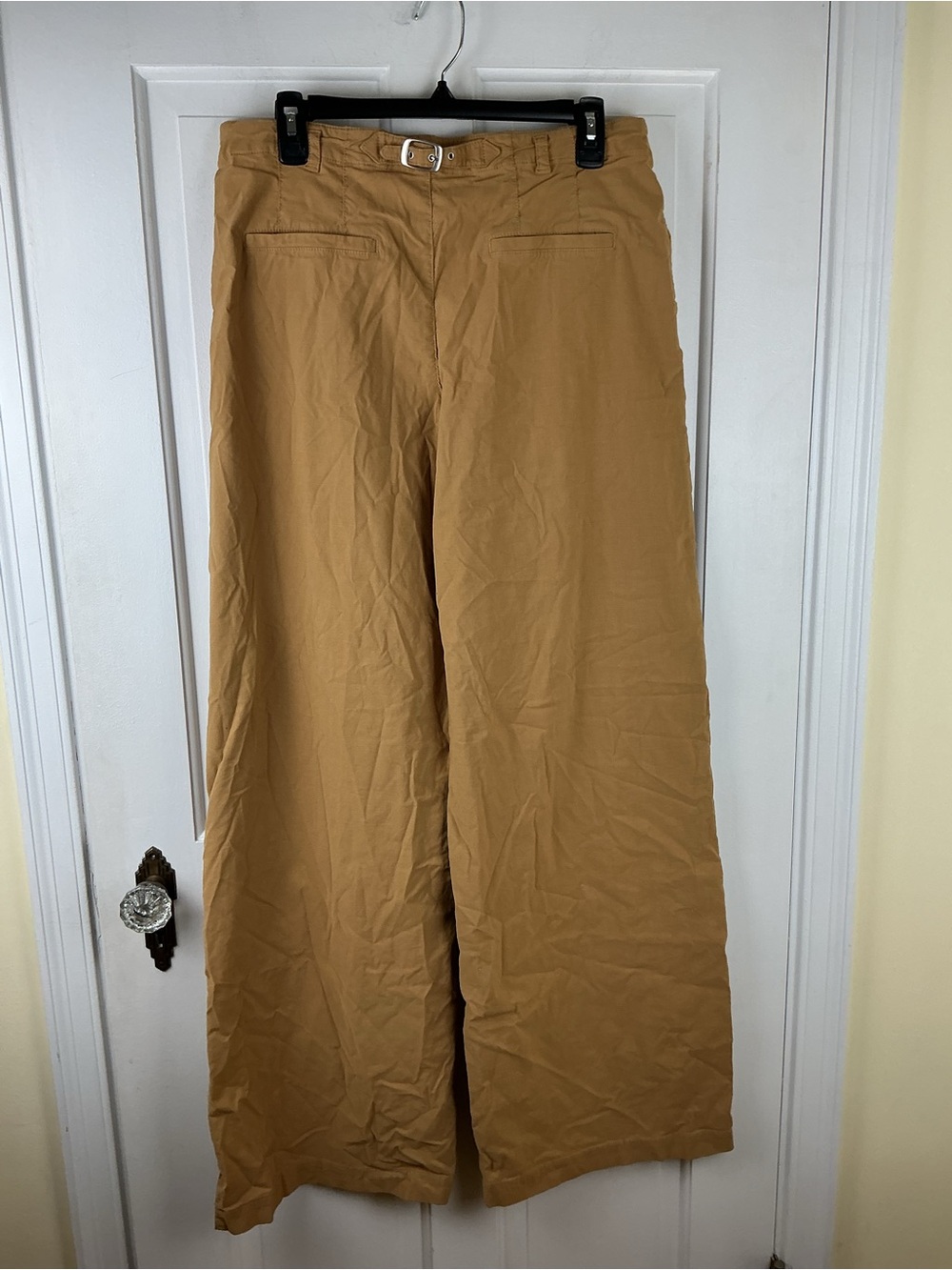 Anthropologie Wide Leg Trousers Low Rise 10.5" Size 6 Tall Tan Wheat - Picture 5 of 9